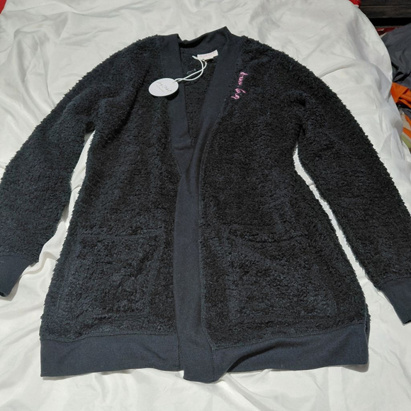 Lacey Chabert Collection Sweaters - Women's Lacey Chabert Collection Black Cardigan XS with Pink Embroidery